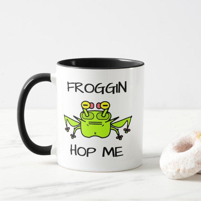 Mug Créature de dessin animé étrange Grenouille grinch (Avec donut)