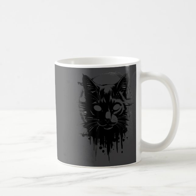 Mug Creepy Cute Goth Cat Horror Kitty Sketch Alt Nge E (Droite)