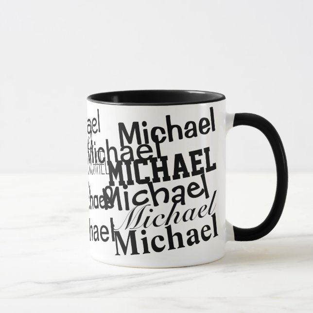 Mug créer un motif noir et blanc de nom (Droite)