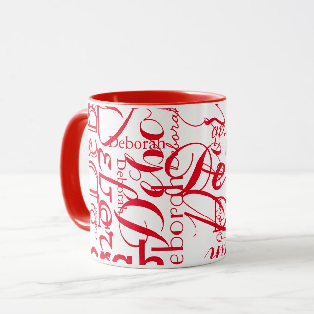 Mug Créer un nom rouge et blanc (Devant gauche)