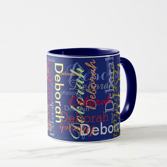 Mug créer une typographie de nom personnalisée bleu (Devant droit)