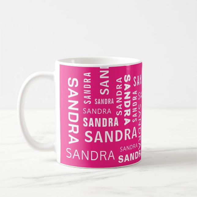 Mug Créer une typographie de nom personnalisée rose (Gauche)