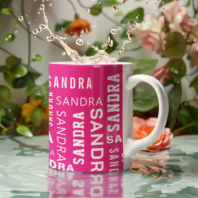 Mug Créer une typographie de nom personnalisée rose (Créateur téléchargé)