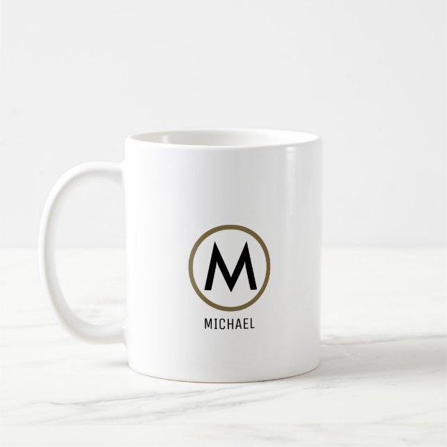 Mug créer votre propre nom monogramme blanc (Gauche)