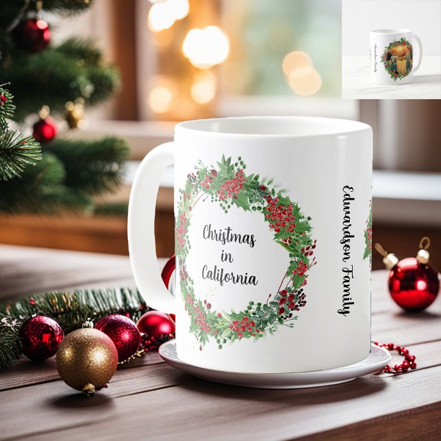 Mug Créer votre propre pays photo Noël (Beautiful Christmas in your own state, country, town mug. You can also add your own photo and name.)