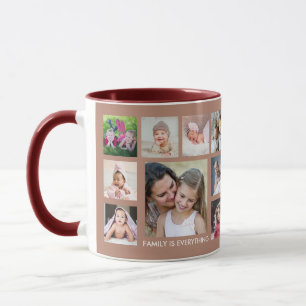 Mug Créez votre propre 18 famille Photo Collage Rose G