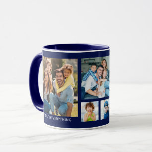 Mug Créez votre propre 5 famille Collage photo Navy Bl