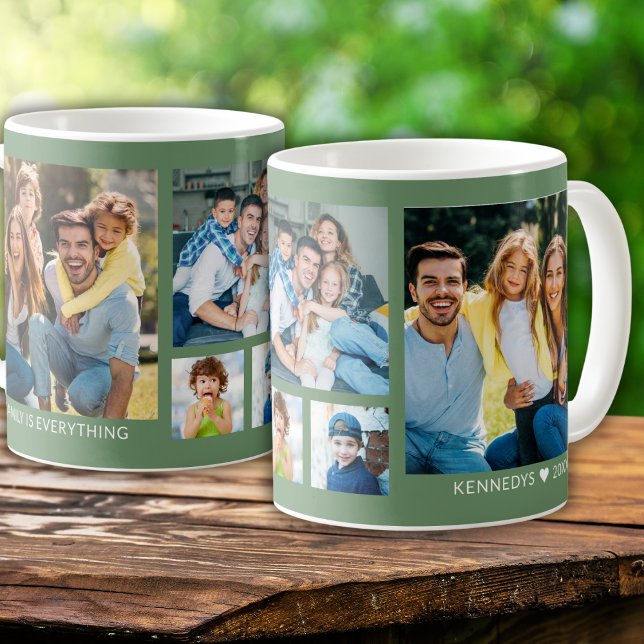 Mug Créez votre propre 5 famille Photo Collage Sage Gr (Créateur téléchargé)