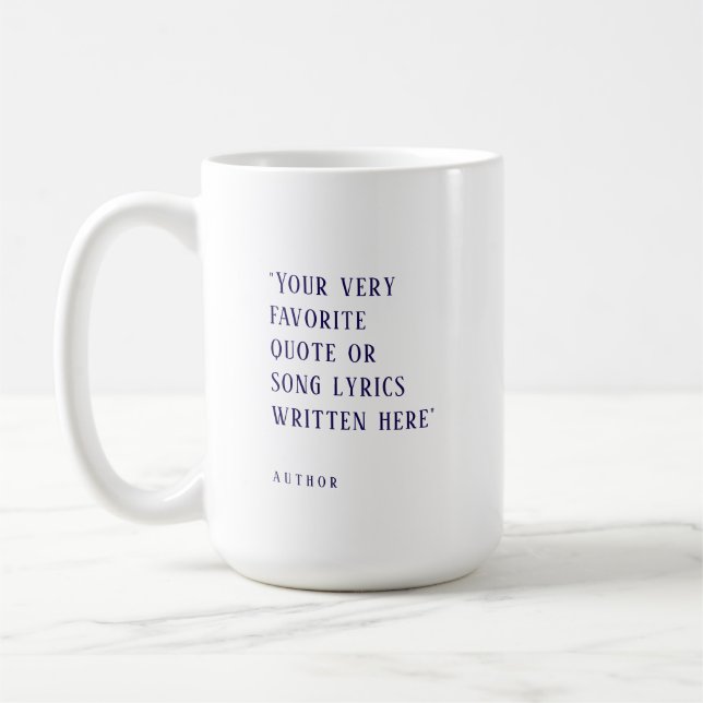Mug Créez votre propre - citation favorite bleu marine (Gauche)