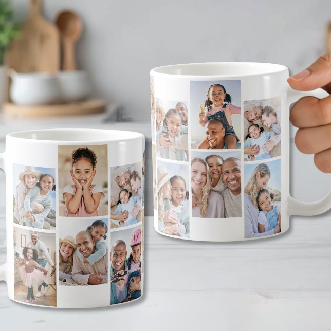Mug Créez votre propre collage de 14 photos (Create your Own 14 Photo Collage Coffee Mug)