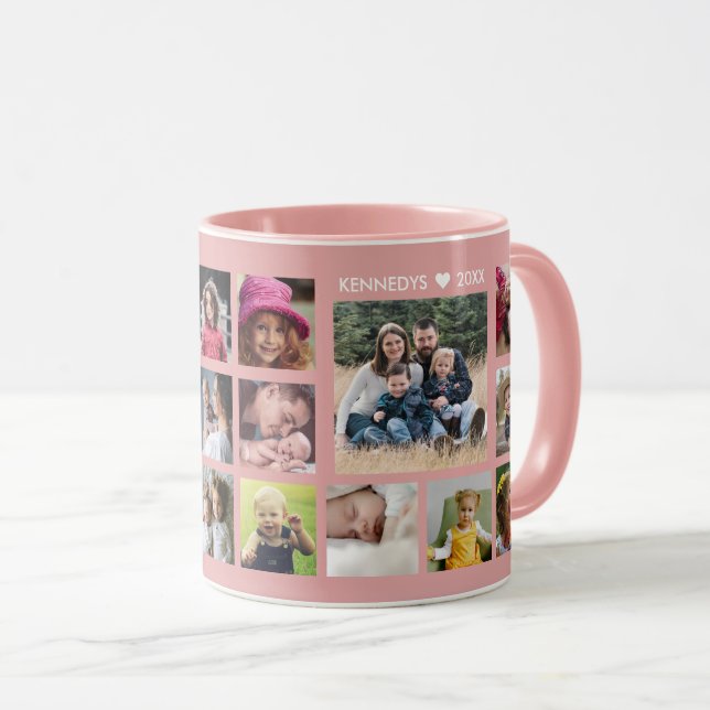 Mug Créez Votre Propre Collage De 18 Photo Nom De Fami (Devant droit)