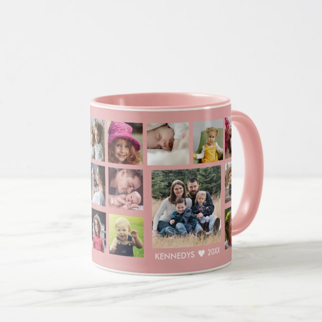 Mug Créez Votre Propre Collage De 22 Photo Nom De Fami (Devant droit)