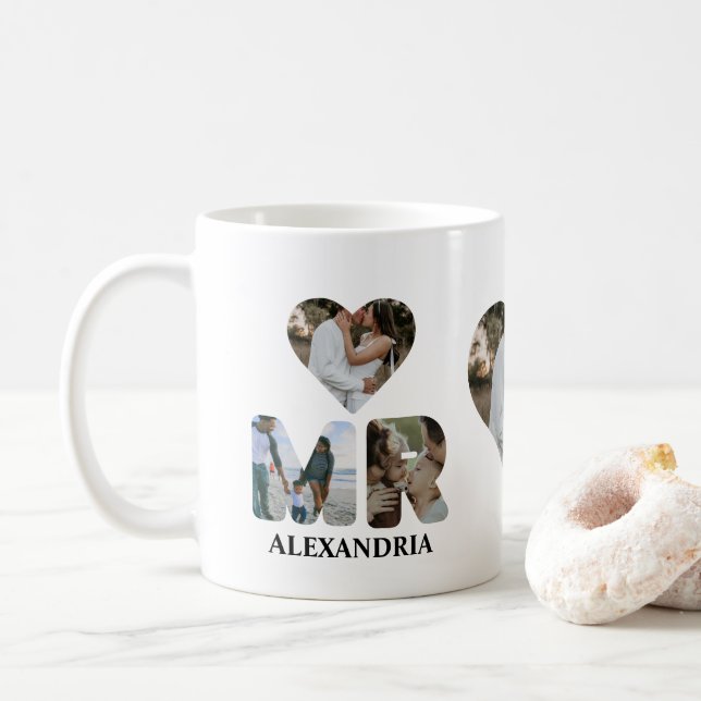 Mug Créez votre propre couple Mr et Mrs photo Matching (Avec donut)