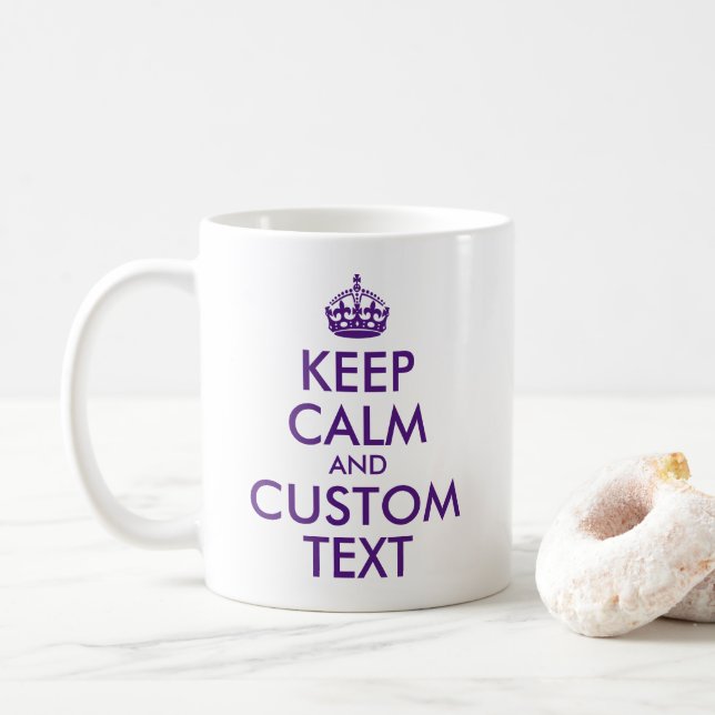 Mug Créez votre propre devis Royal Purple Keep Calm (Avec donut)