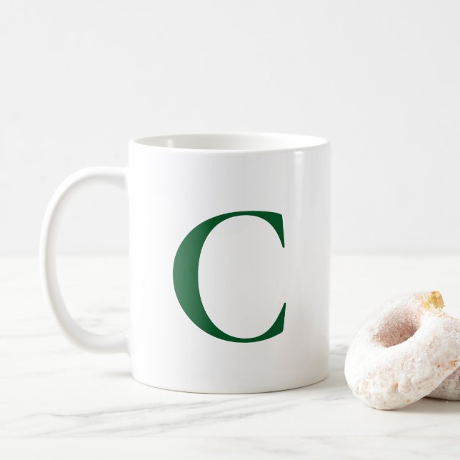 Mug Créez votre propre grand monogramme vert (Avec donut)