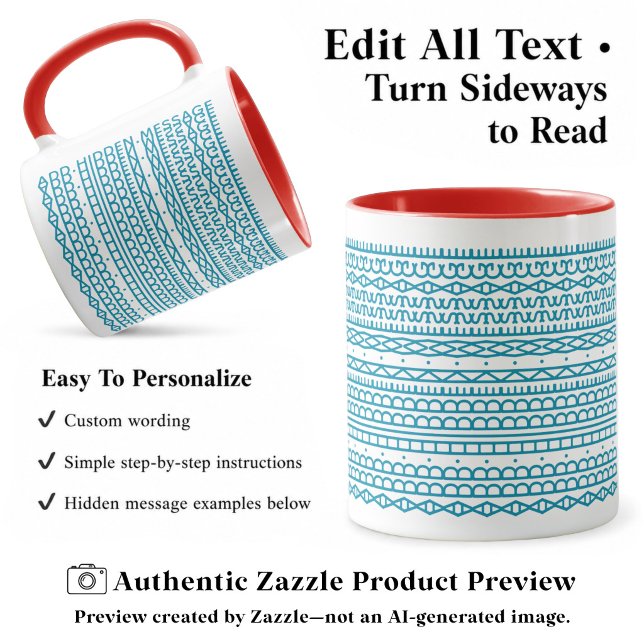 Mug Créez Votre Propre Long Message Caché, Texte, Aqua (Créateur téléchargé)