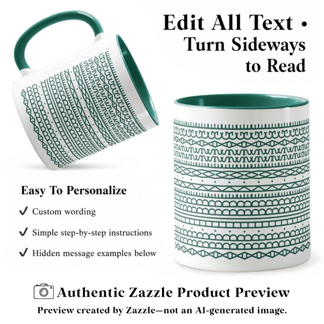 Mug Créez Votre Propre Long Message Caché, Texte, D Ve (Créateur téléchargé)