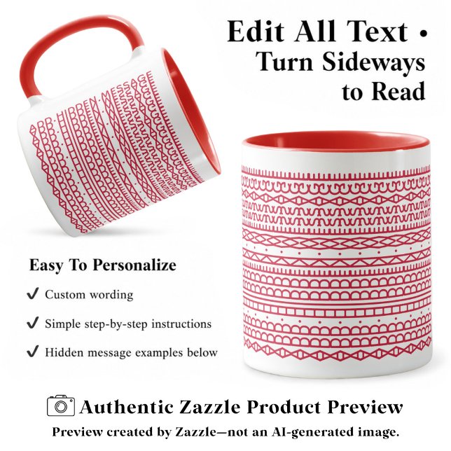 Mug Créez votre propre long message caché, texte, roug (Créateur téléchargé)