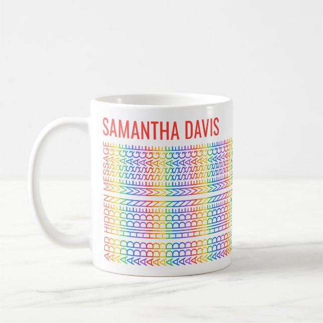 Mug Créez Votre Propre Message Caché et Nom Arc-en-Cie (Gauche)