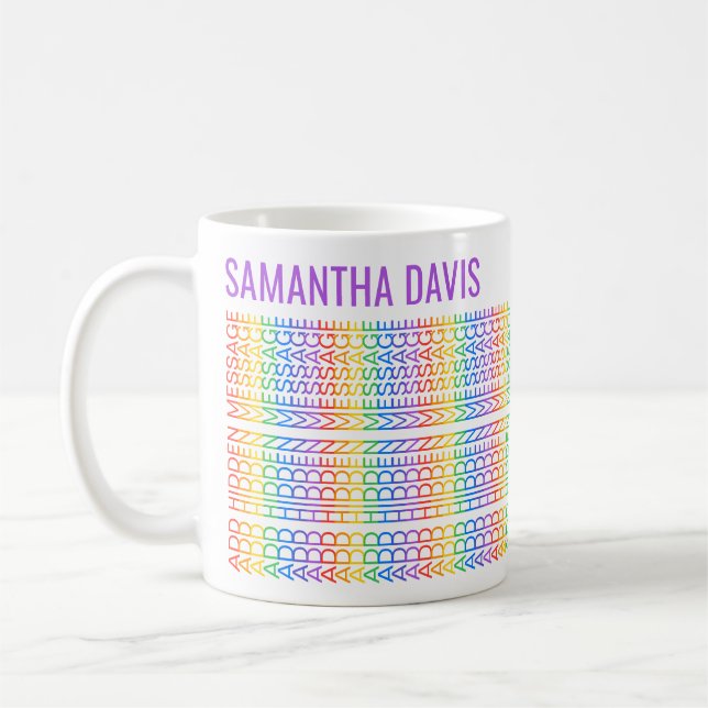 Mug Créez Votre Propre Message Caché et Nom Arc-en-Cie (Gauche)