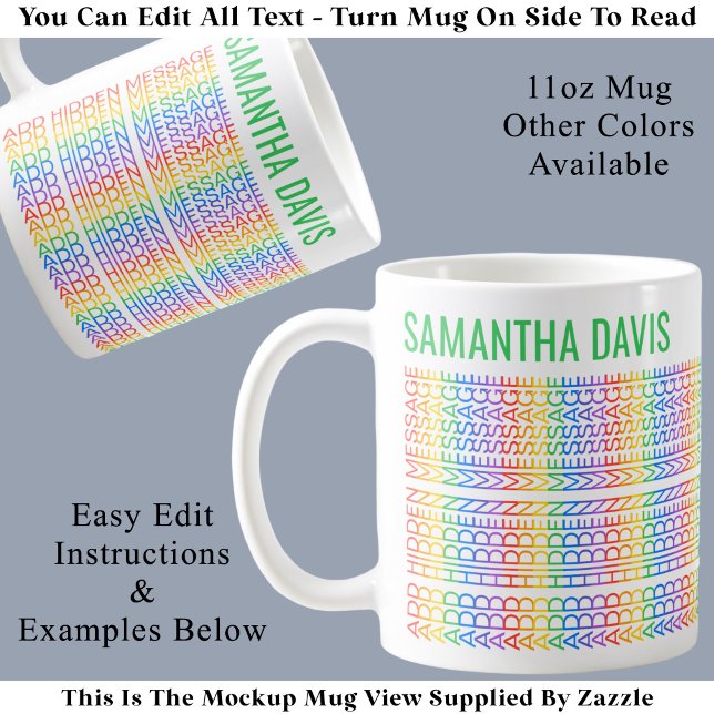 Mug Créez Votre Propre Message Caché et Nom Arc-en-cie (Créateur téléchargé)