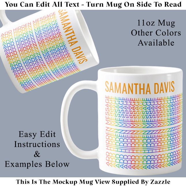 Mug Créez Votre Propre Message Caché et Nom Arc-en-Cie (Créateur téléchargé)