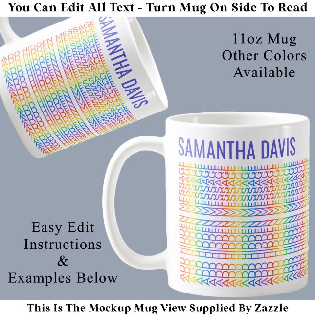 Mug Créez Votre Propre Message Caché et Nom Arc-en-Cie (Créateur téléchargé)