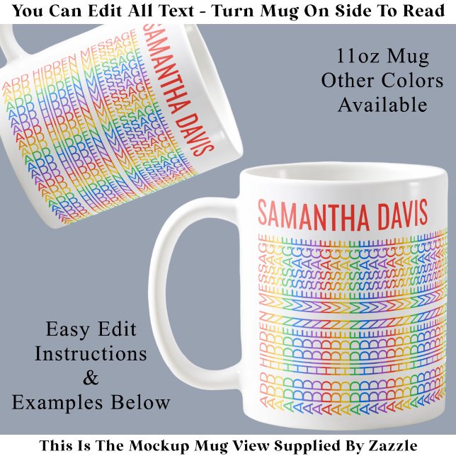 Mug Créez Votre Propre Message Caché et Nom Arc-en-Cie (Créateur téléchargé)