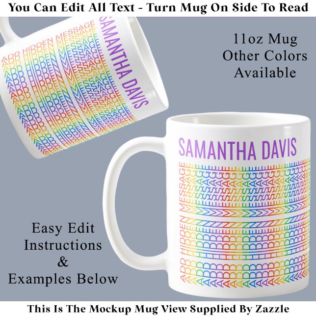 Mug Créez Votre Propre Message Caché et Nom Arc-en-Cie (Créateur téléchargé)