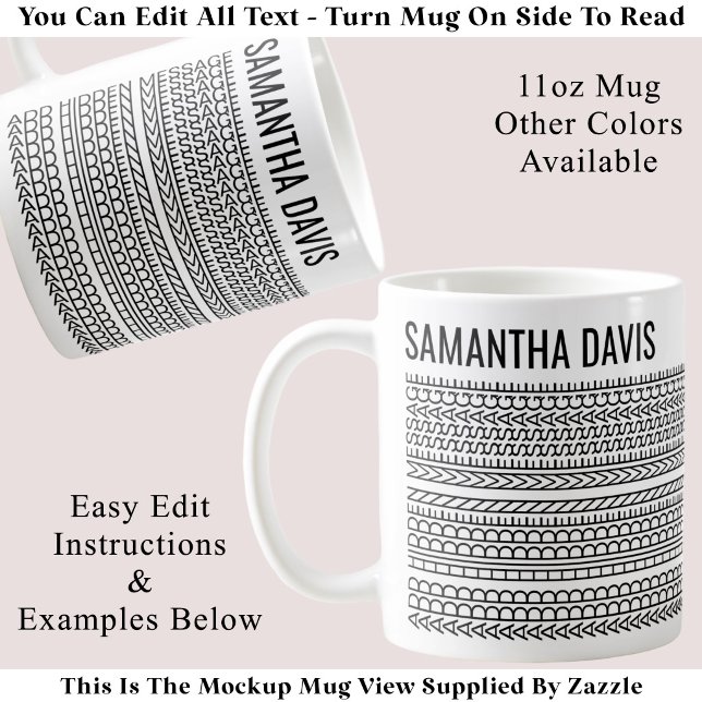 Mug Créez Votre Propre Message Long Caché & Nom 151BW (Créateur téléchargé)