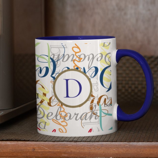 Mug Créez votre propre Motif de nom avec monogramme (life is better with coffee...)