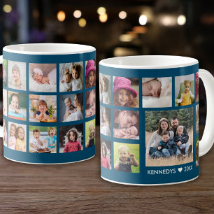 Mug Créez votre propre nom de famille 22 Photo Collage