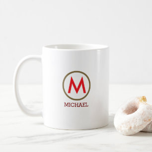 Mug Créez votre propre nom Monogramme rouge
