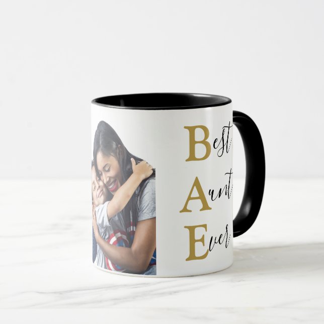 Mug Créez votre propre photo Black Gold Best Aunt Ever (Devant droit)