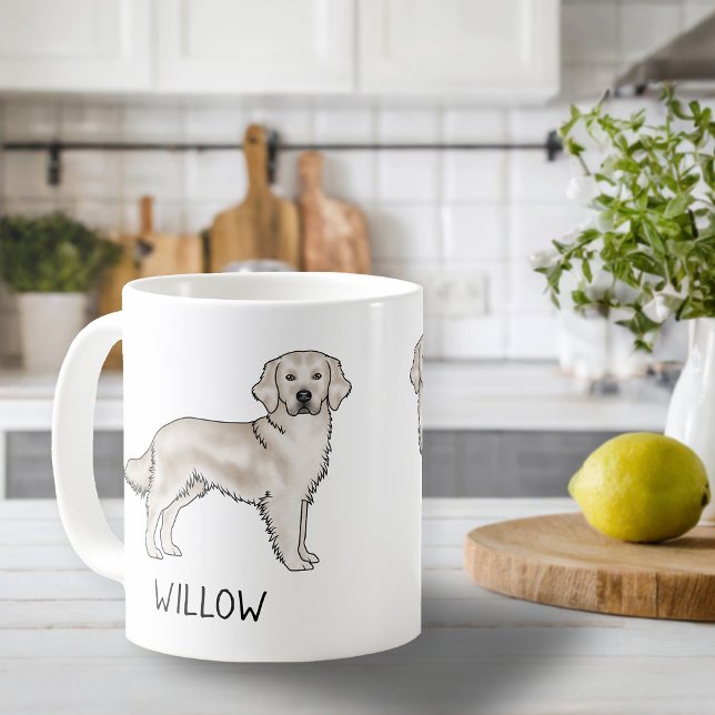 Mug Crème anglaise Golden Retriever Chien Nom Personna (Créateur téléchargé)