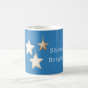 Mug Crème Aqua Bleu Ivoire Marron Étoiles