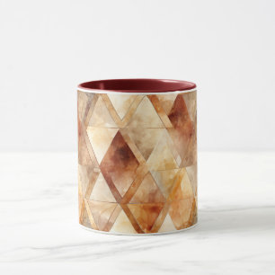 Mug Crème Bourgogne Rouge Triangles Or Noël