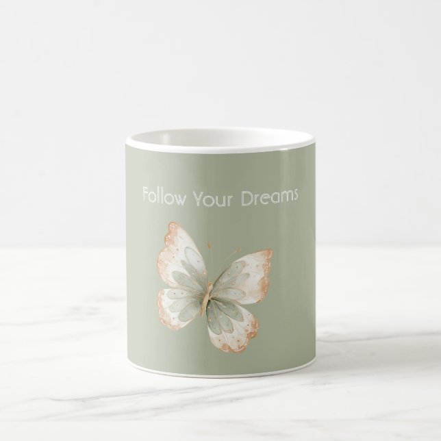 Mug Crème Bronzée Rêves Papillon Vert (Centre)