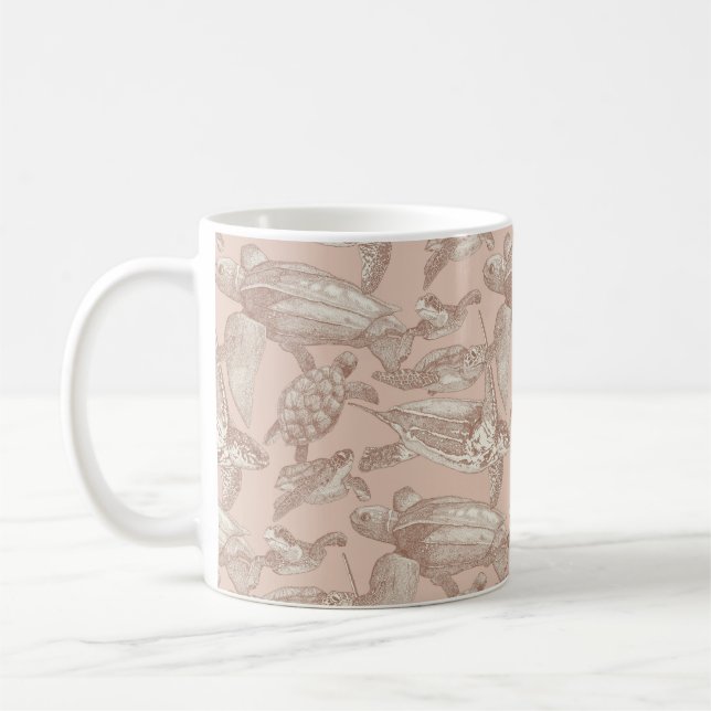 Mug crème de mousse mocha de tortue marine tan (Gauche)