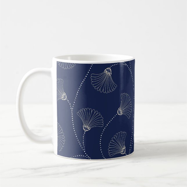 Mug Crème Florale Art Nouveau Indigo (Gauche)