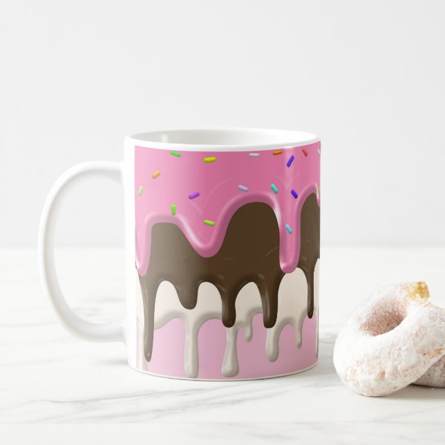 Mug Crème glacée rosée gelée gouttes gouttes (Avec donut)