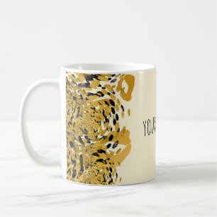 Mug Crème Glam Jungle Exotique Guépard Or & Noir