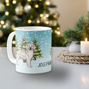 Mug Crème Golden Retriever Chien Noël Nom personnalisé