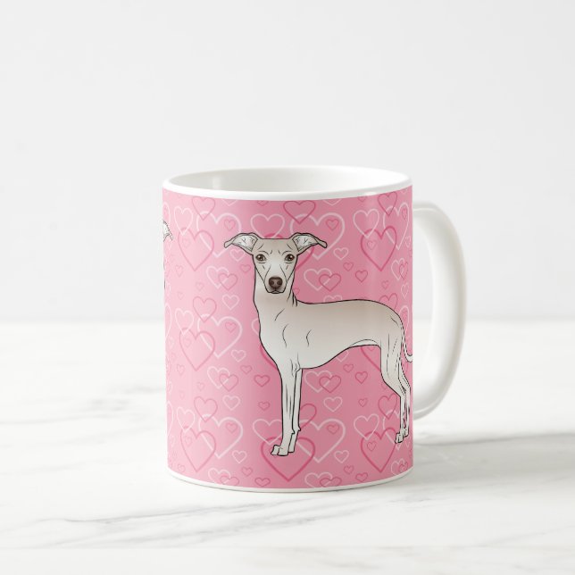 Mug Crème Italien Greyhound Chien Cute Sur Coeur Rose (Devant droit)