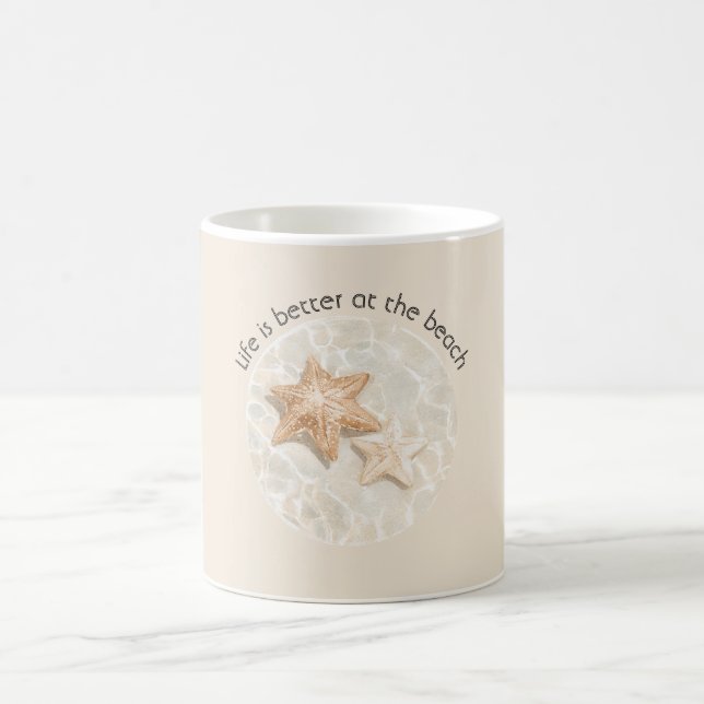 Mug Crème La vie est meilleure à la plage Étoile de me (Centre)