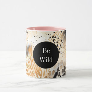 Mug Crème noire sauvage léopard animal