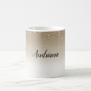 Mug Crème Or Paillettes Luxueuses Réception de Mariage