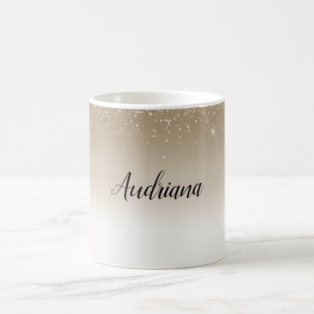 Mug Crème Or Paillettes Luxueuses Réception de Mariage (Centre)