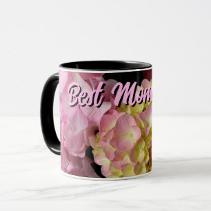 Mug Crème rose Hydrangeas jaune rose fleurs mères