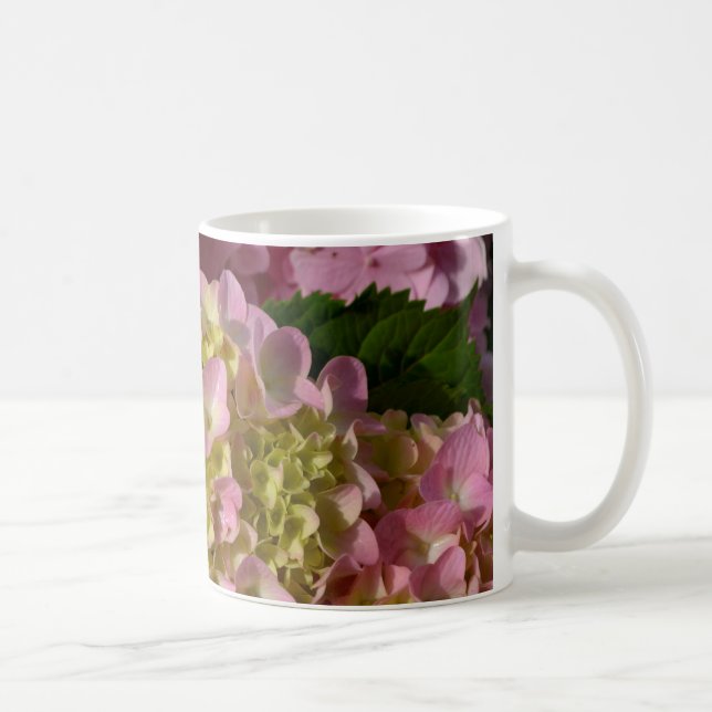 Mug Crème rose Hydrangeas jaune rose vert floral (Droite)